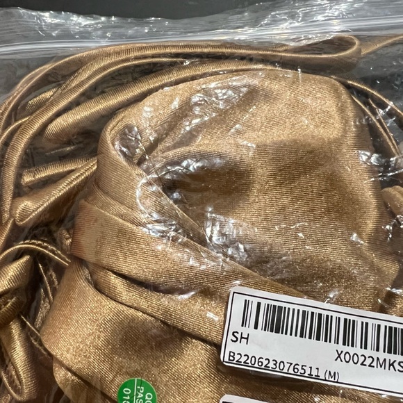 NIB Save $64 - gold metallic satin lined string bikini - sizes medium & larges - Picture 8 of 8